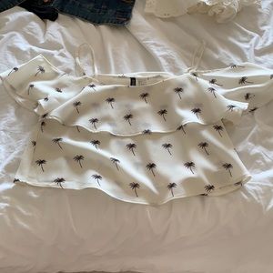 Palm tree crop top off shoulder